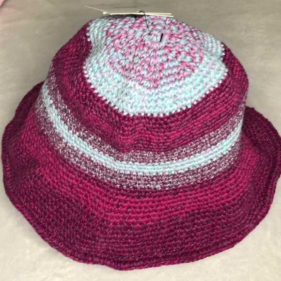 Zara Accessories - Zara Handmade Knit Bucket Hat Pink Blue S-M
